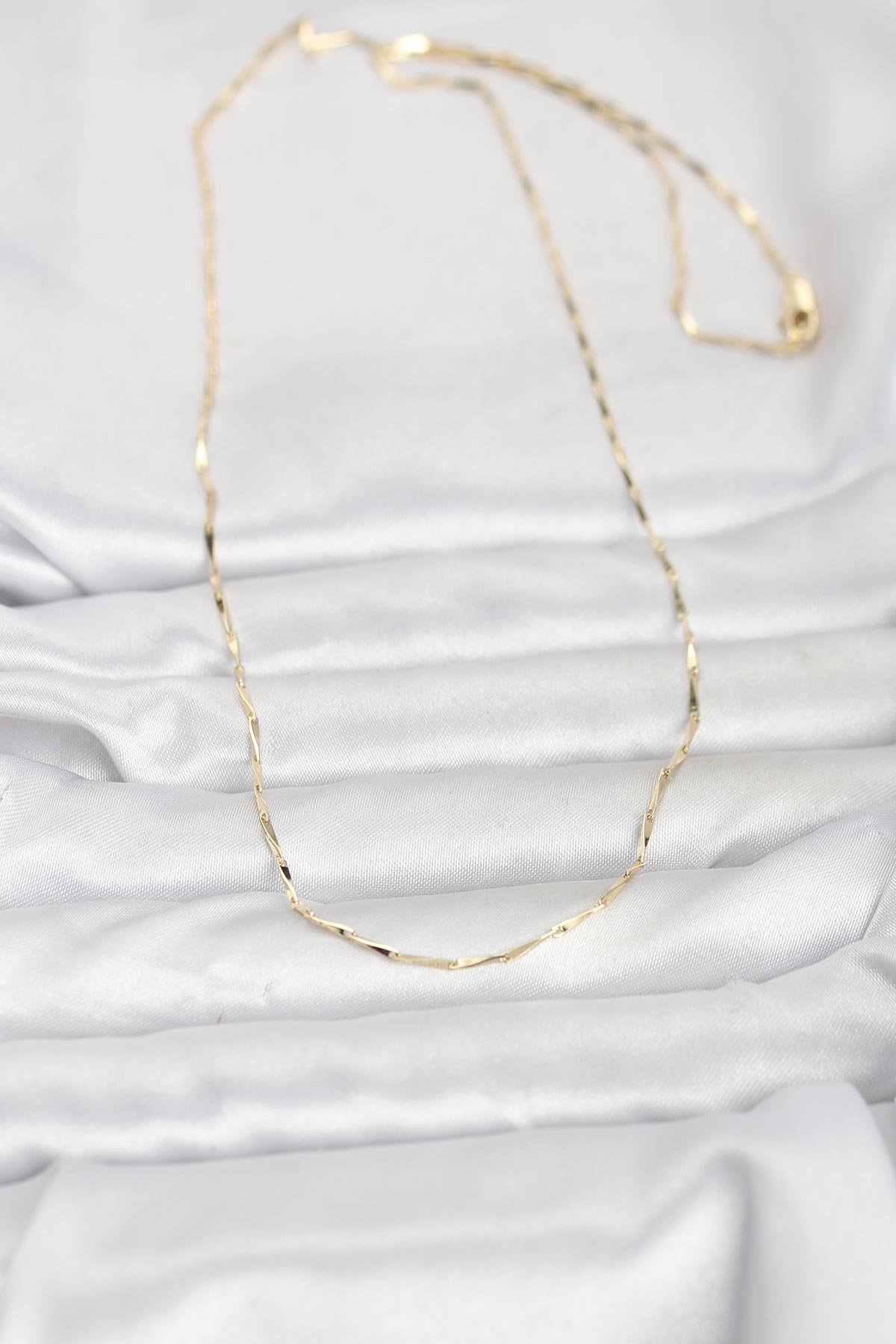 CM 14K Gold Renk Çubuk Kesme Zincir Model 60 cm Kadın Kolye