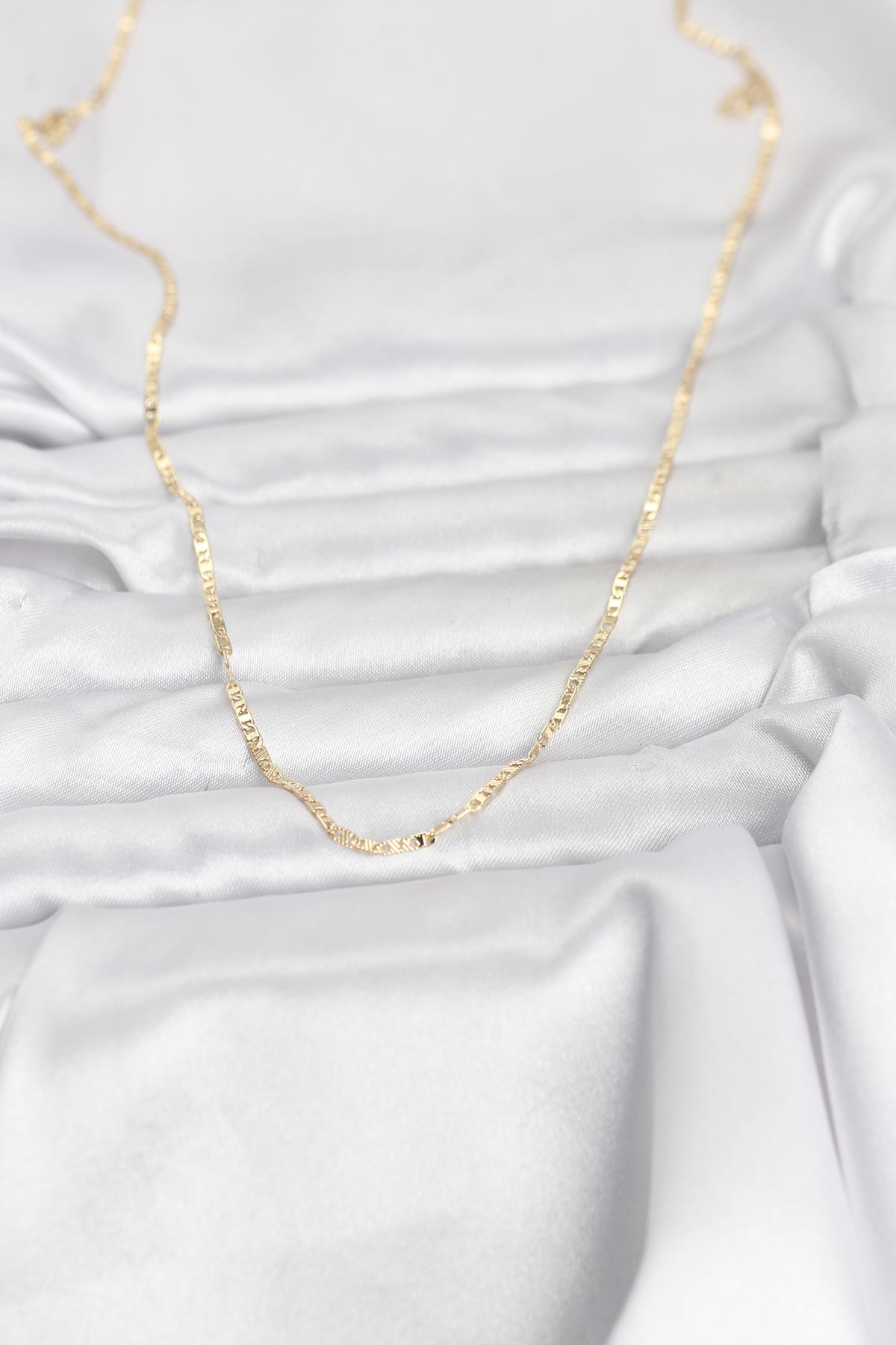 CM 14K Gold Renk Yassı Zincir Model 60 cm Kadın Kolye