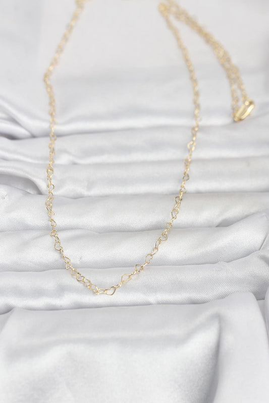CM 14K Gold Renk Kalp Zincirli 60 cm Kadın Kolye