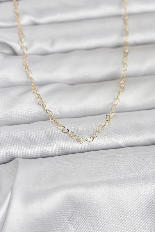 CM 14K Gold Renk Kalp Zincirli 60 cm Kadın Kolye