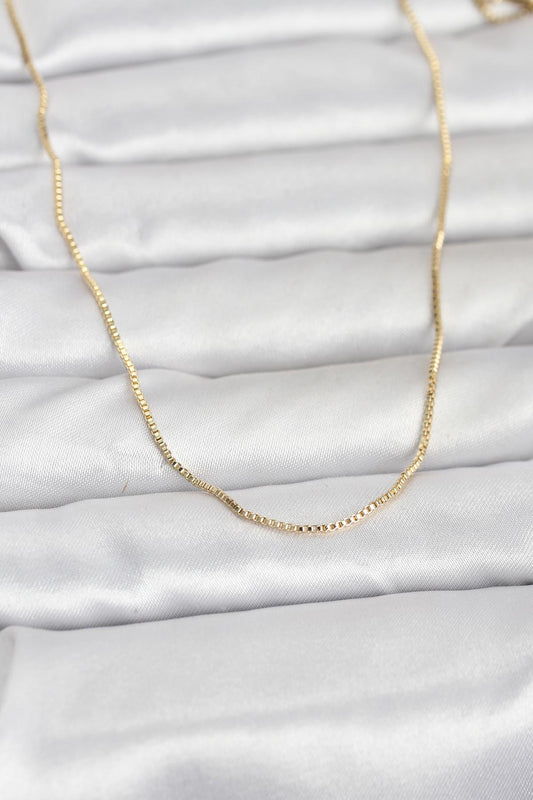 CM 14K Gold Renk İnce Kare Zincirli Model 60 cm Kadın Kolye