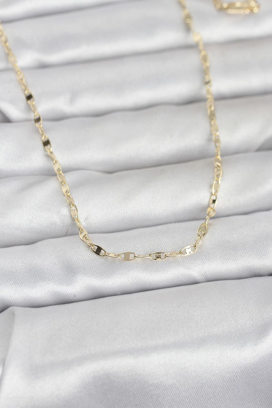 CM 14K Gold Renk Yassı Gemici Zincir Model 60 cm Kadın Kolye