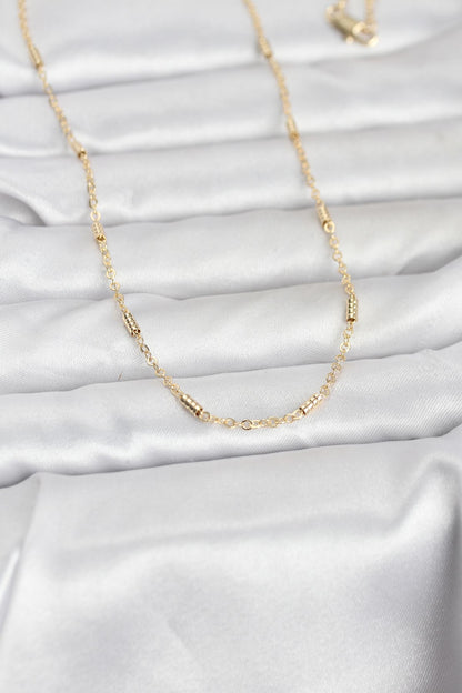 CM 14K Gold Renk Bar Zincir Model 60 cm Kadın Kolye