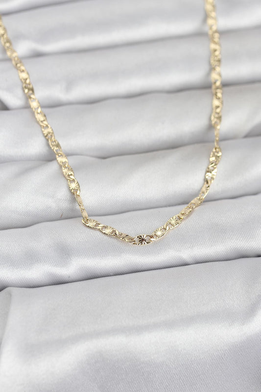 CM 14K Gold Renk Lazer Zincirli Model 60 cm Kadın Kolye