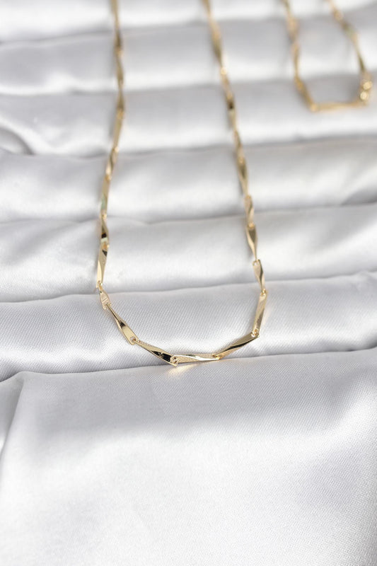 CM 14K Gold Renk Kesme Çubuk Zincirli Model 60 cm Kadın Kolye