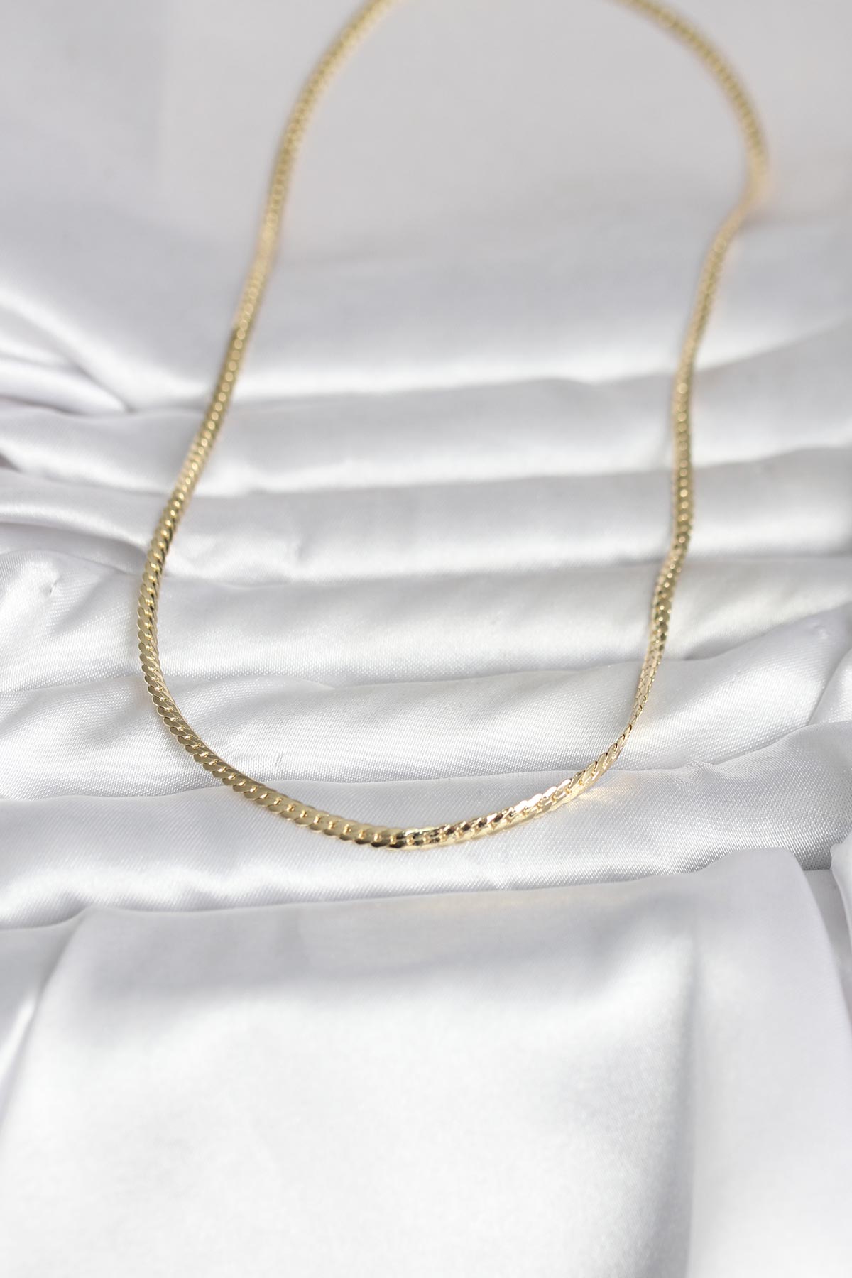 CM 14K Gold Renk Yassı Zincir Model 45 cm Kadın Kolye