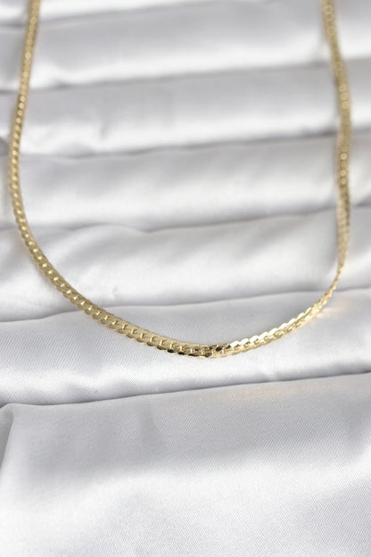 CM 14K Gold Renk Yassı Zincir Model 45 cm Kadın Kolye