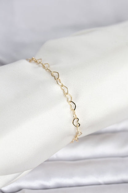 Gold-Tone Chain Heart Women's Bracelet