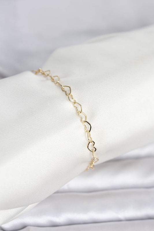 Gold-Tone Chain Heart Women's Bracelet