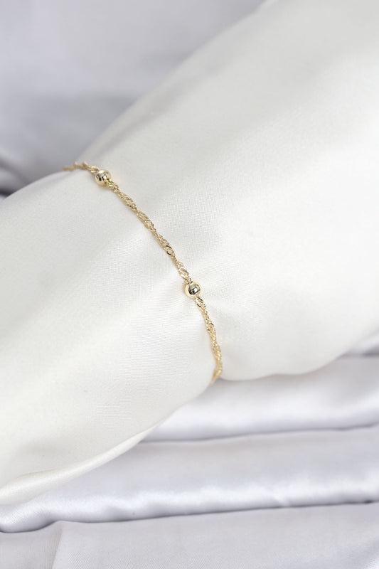Gold-Tone Twisted Ball Ball Women's Bracelet