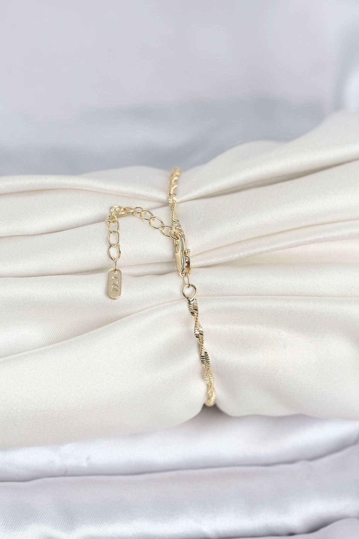 Gold-Tone Flat Hammered Twisted Twisted Women's Bracelet