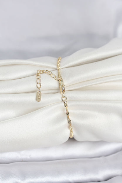 Gold-Tone Flat Hammered Twisted Twisted Women's Bracelet