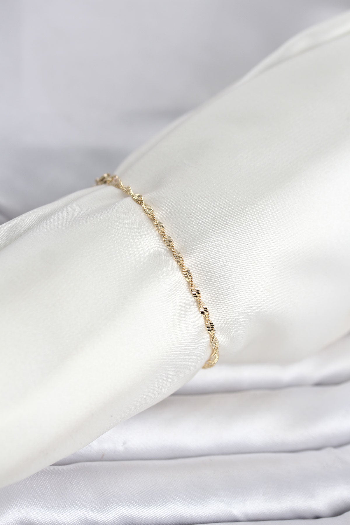 Gold-Tone Flat Hammered Twisted Twisted Women's Bracelet
