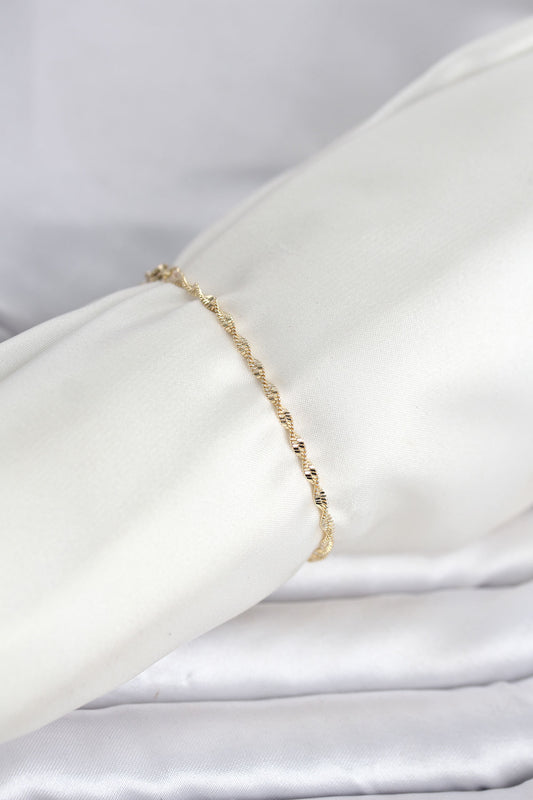 Gold-Tone Flat Hammered Twisted Twisted Women's Bracelet