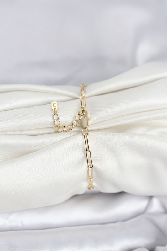 Gold-Tone Paperclip Chain Paperclip Women's Bracelet