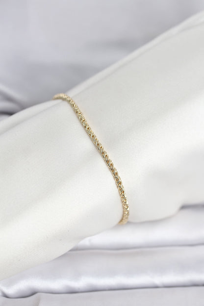 Gold-Tone Twisted Chain Rose Women's Bracelet