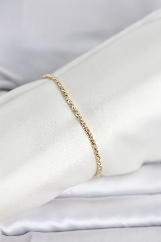 Gold-Tone Twisted Chain Rose Women's Bracelet
