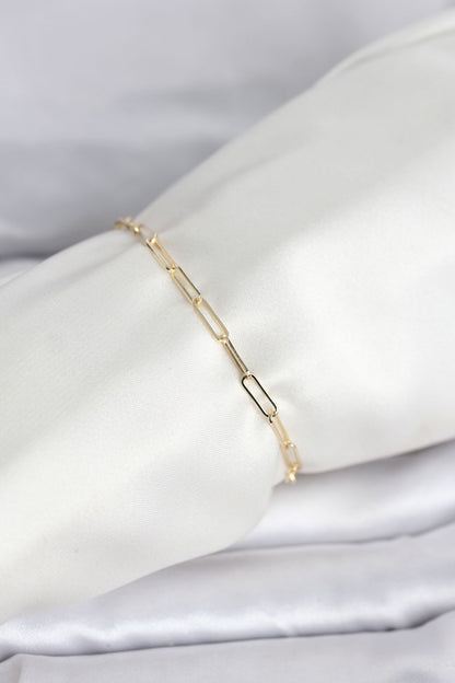 Gold-Tone Paperclip Chain Paperclip Women's Bracelet