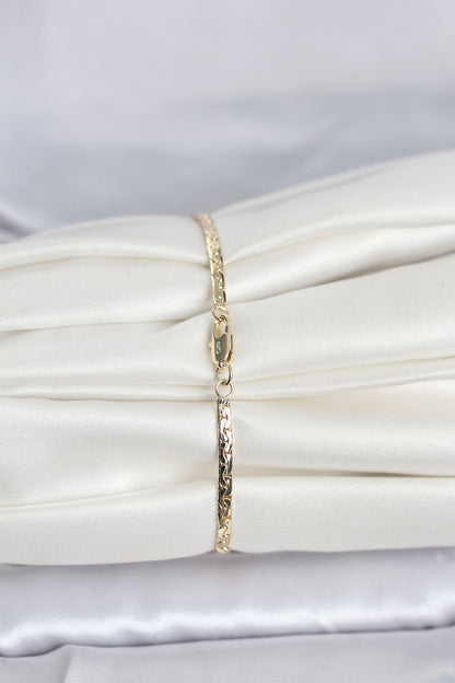 Gold-Tone Flat Hammered Chain Women's Bracelet