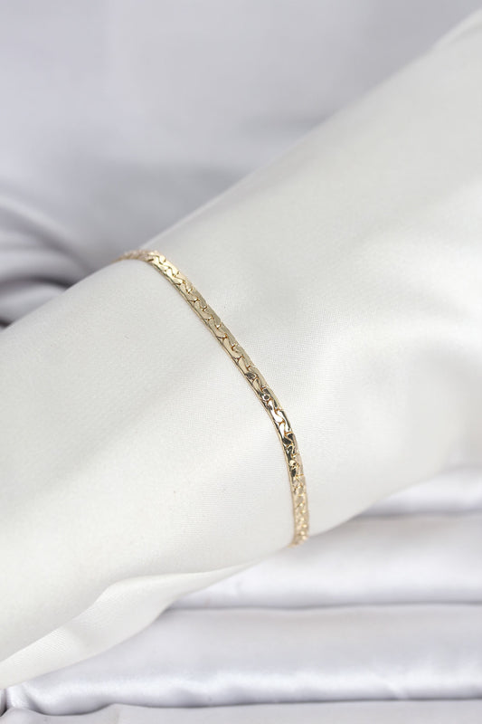 Gold-Tone Flat Hammered Chain Women's Bracelet