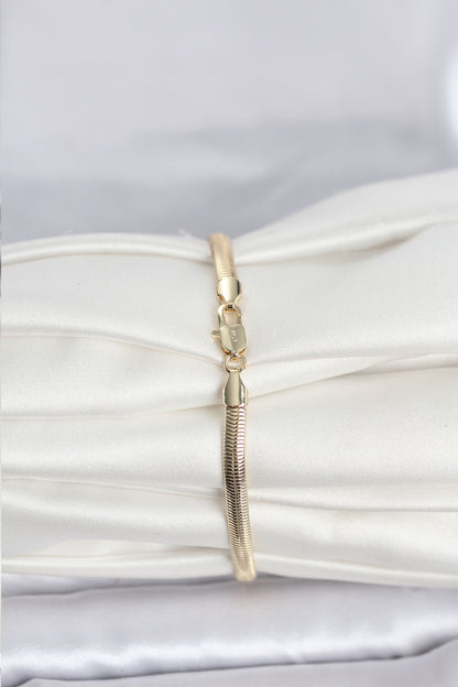 Gold-Tone Flat Snake Chain Snake Women's Bracelet