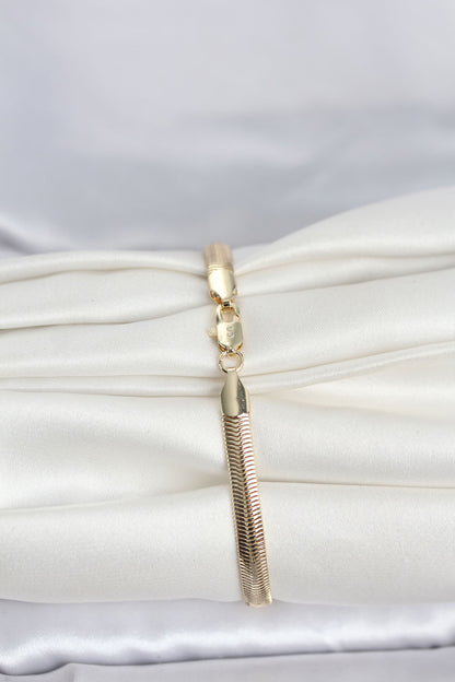 Gold-Tone Flat Chain Snake Women's Bracelet