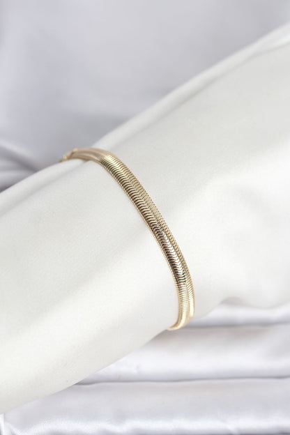 Gold-Tone Flat Chain Snake Women's Bracelet