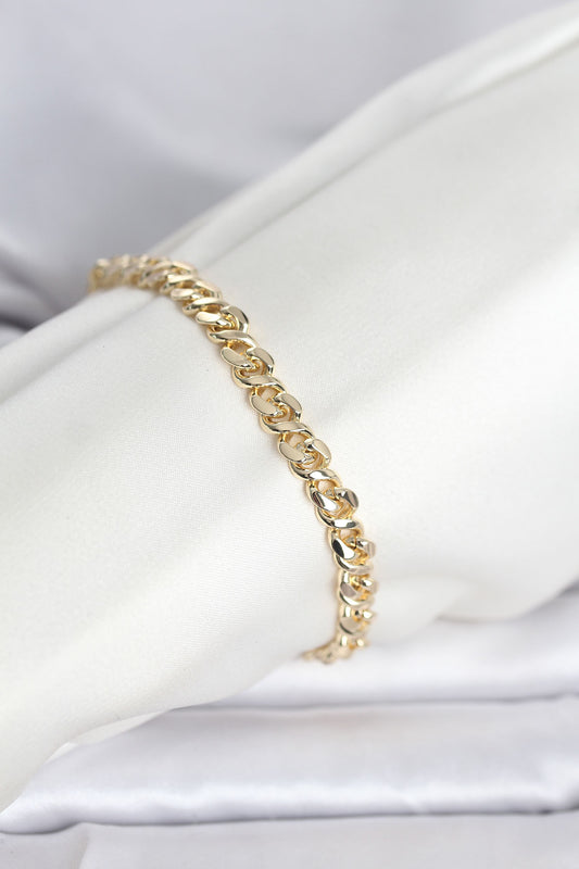 Gold-Tone Flat Chain Women's Bracelet