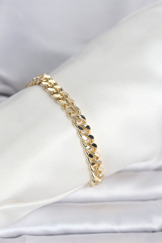 Gold-Tone Hammered Chunky Chain Women's Bracelet
