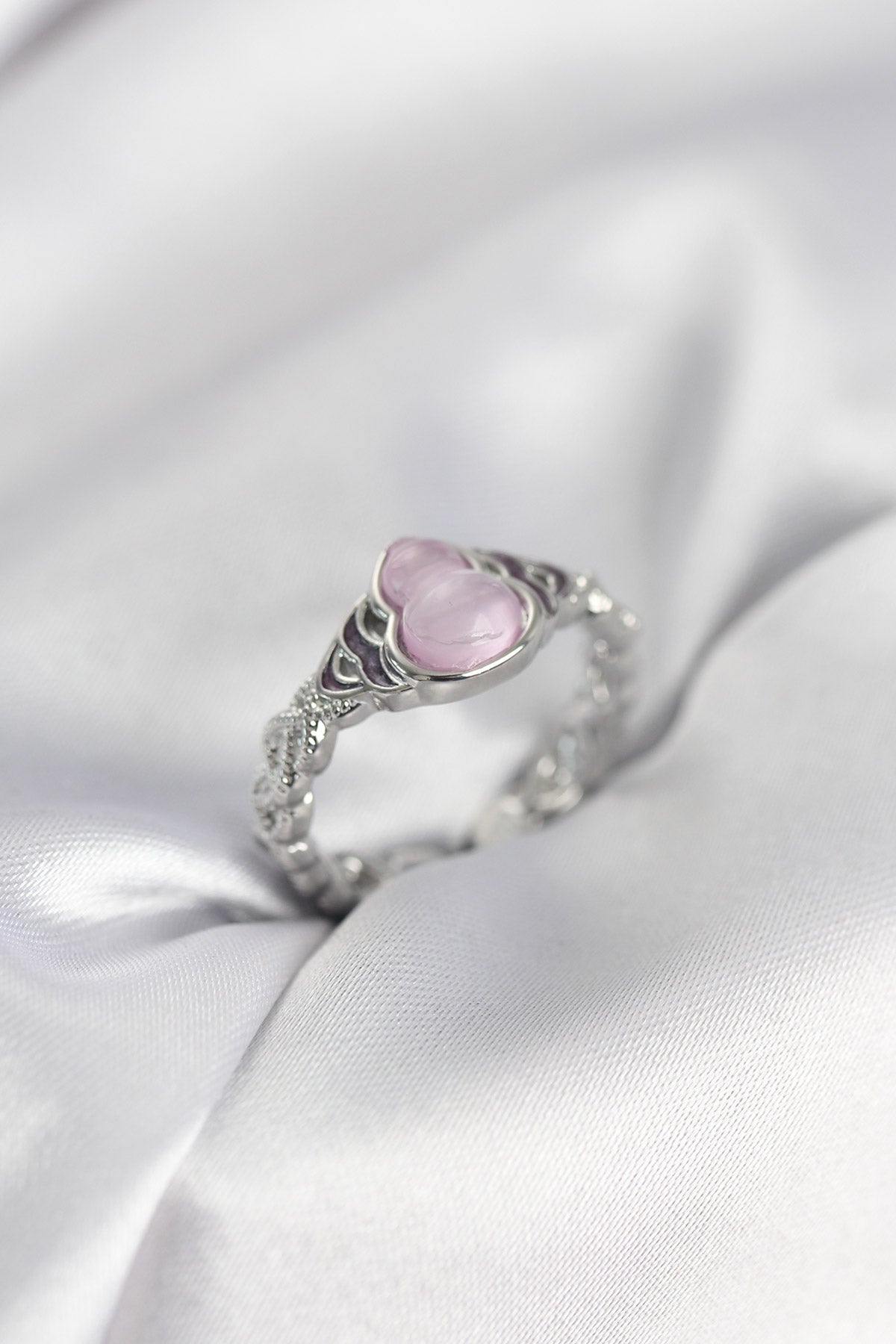 Silver-Tone Pink Teardrop Pink Women's Ring