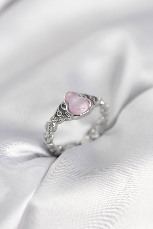 Silver-Tone Pink Teardrop Pink Women's Ring