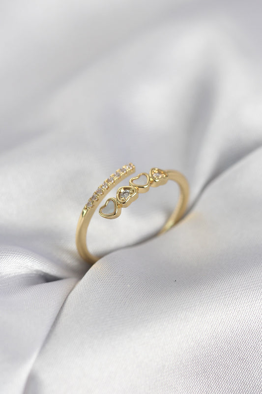 Gold-Tone Minimalist Women's Ring with Zircon Detail