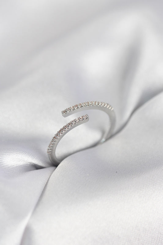 Silver-Tone Snake Women's Ring with Zircon Detail