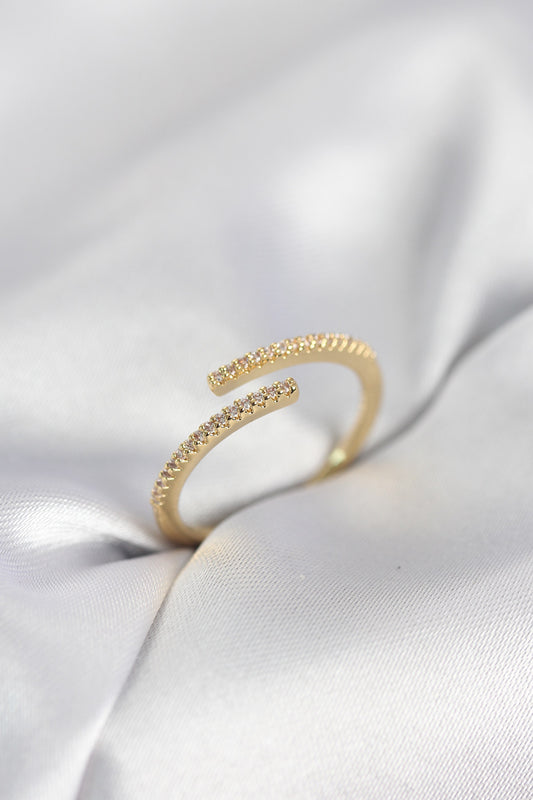 Gold-Tone Snake Women's Ring with Zircon Detail