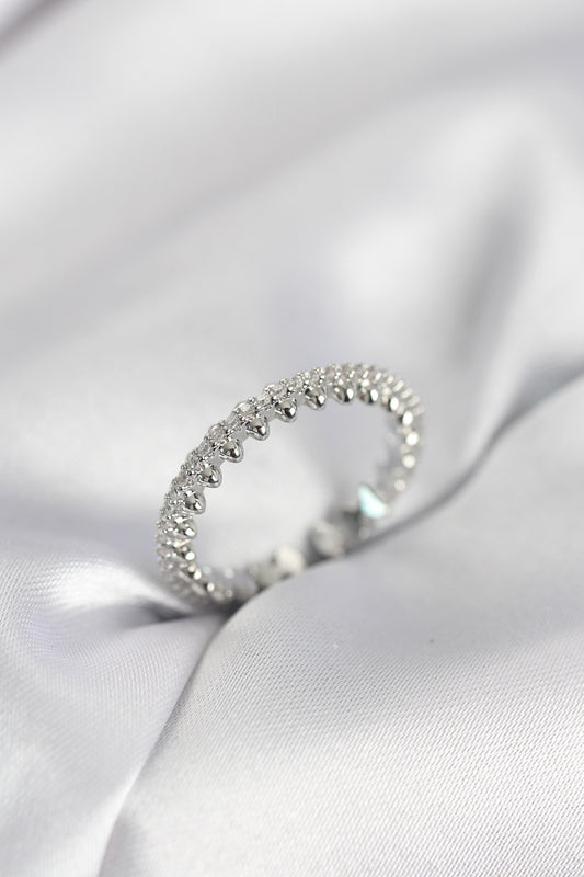 Silver-Tone Multi-Row Women's Ring with Zircon Detail