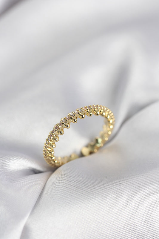 Gold-Tone Multi-Row Women's Ring with Zircon Detail