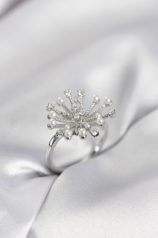 Silver-Tone Karahindiba with Zircon Detail Women's Ring