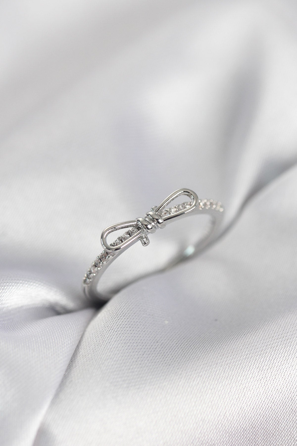 Fiyonk with Zircon Detail Silver-Tone Women's Ring