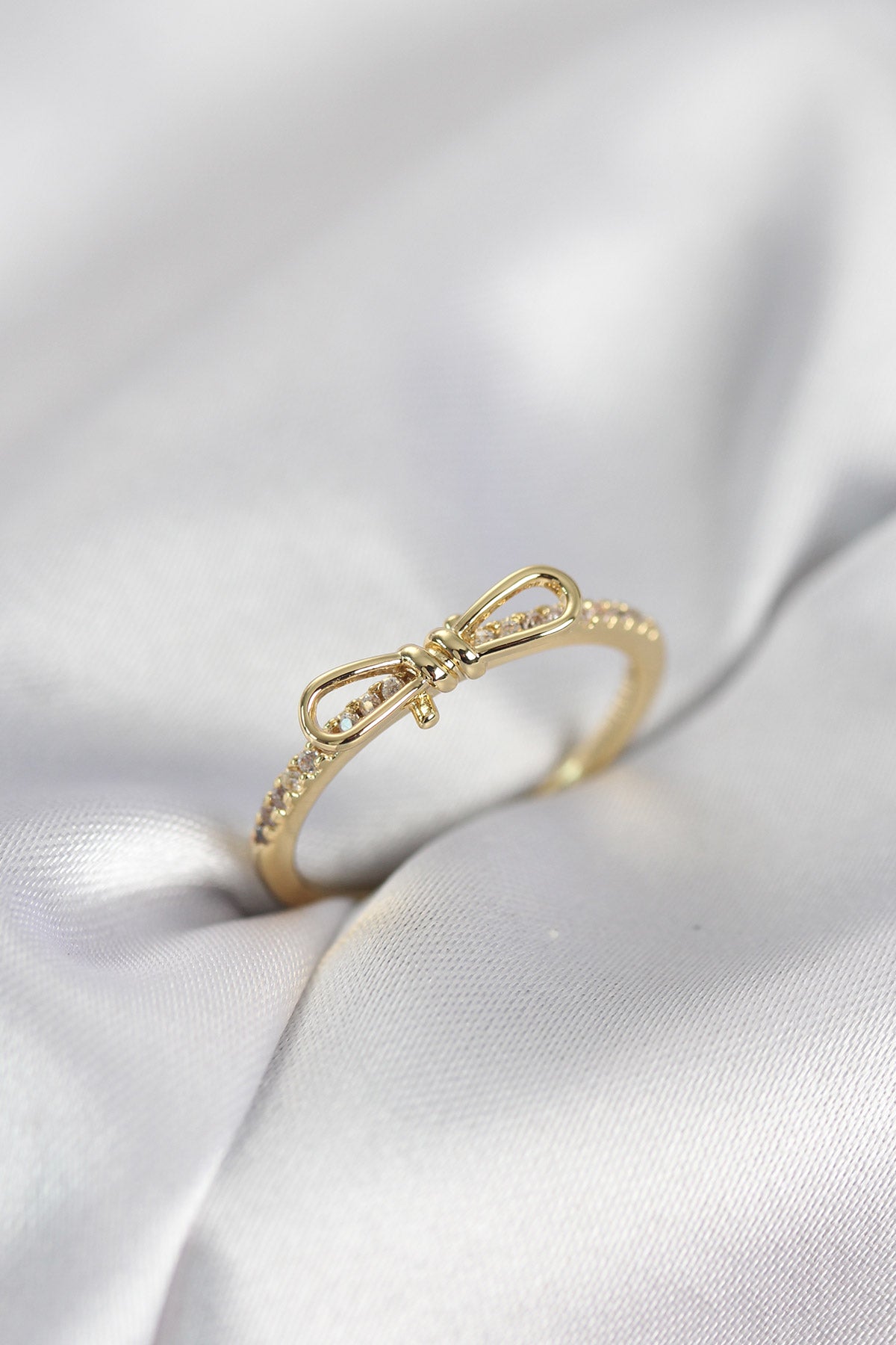 Fiyonk with Zircon Detail Gold-Tone Women's Ring