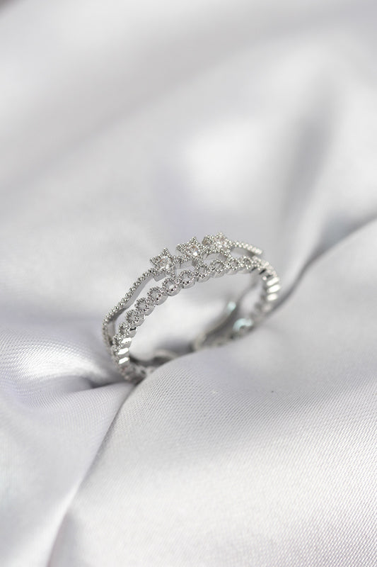 Silver-Tone Minimalist Starlı Women's Ring