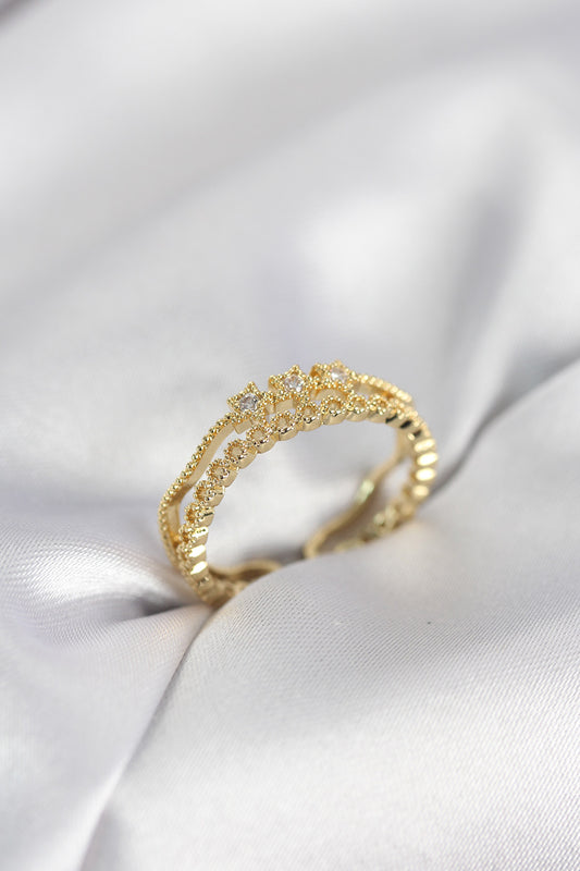 Gold-Tone Minimalist Starlı Women's Ring