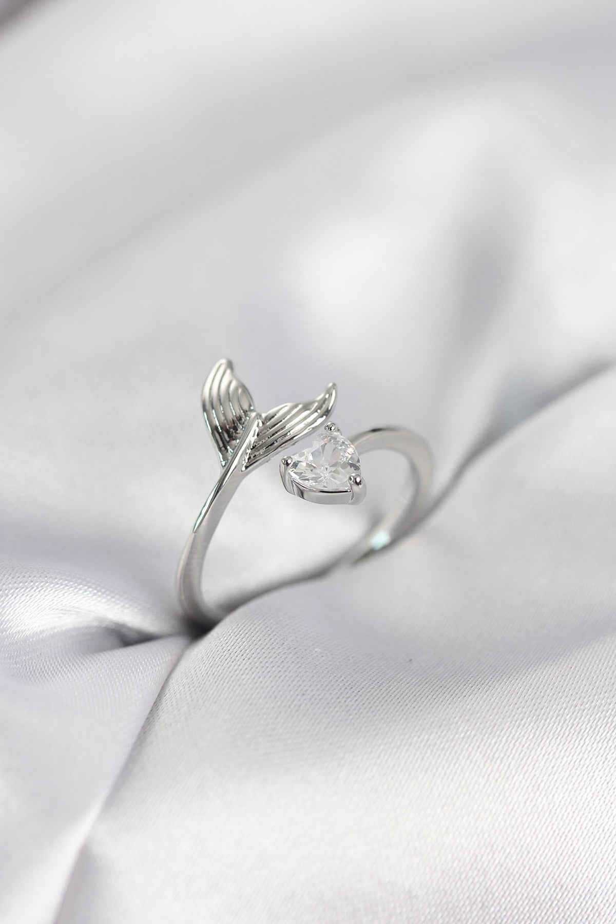 Balık Kuyruğu Silver-Tone with Zircon Detail Women's Ring
