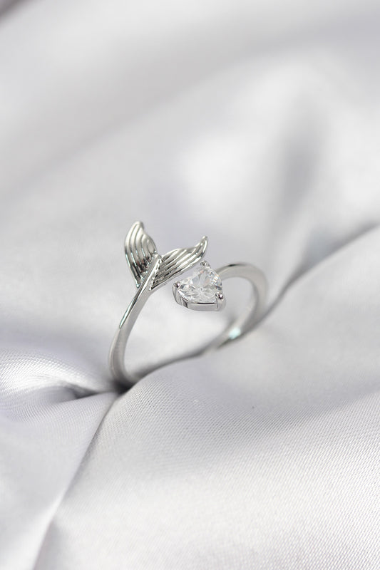 Balık Kuyruğu Silver-Tone with Zircon Detail Women's Ring