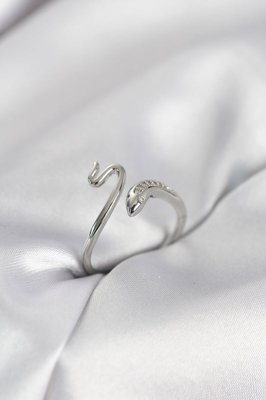 Silver-Tone Yılan with Zircon Detail Women's Ring