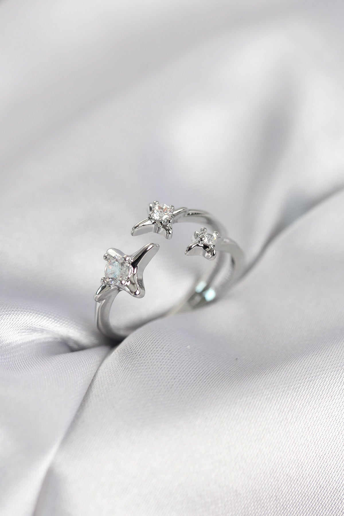 Minimalist Kutup Starı Silver-Tone Women's Ring