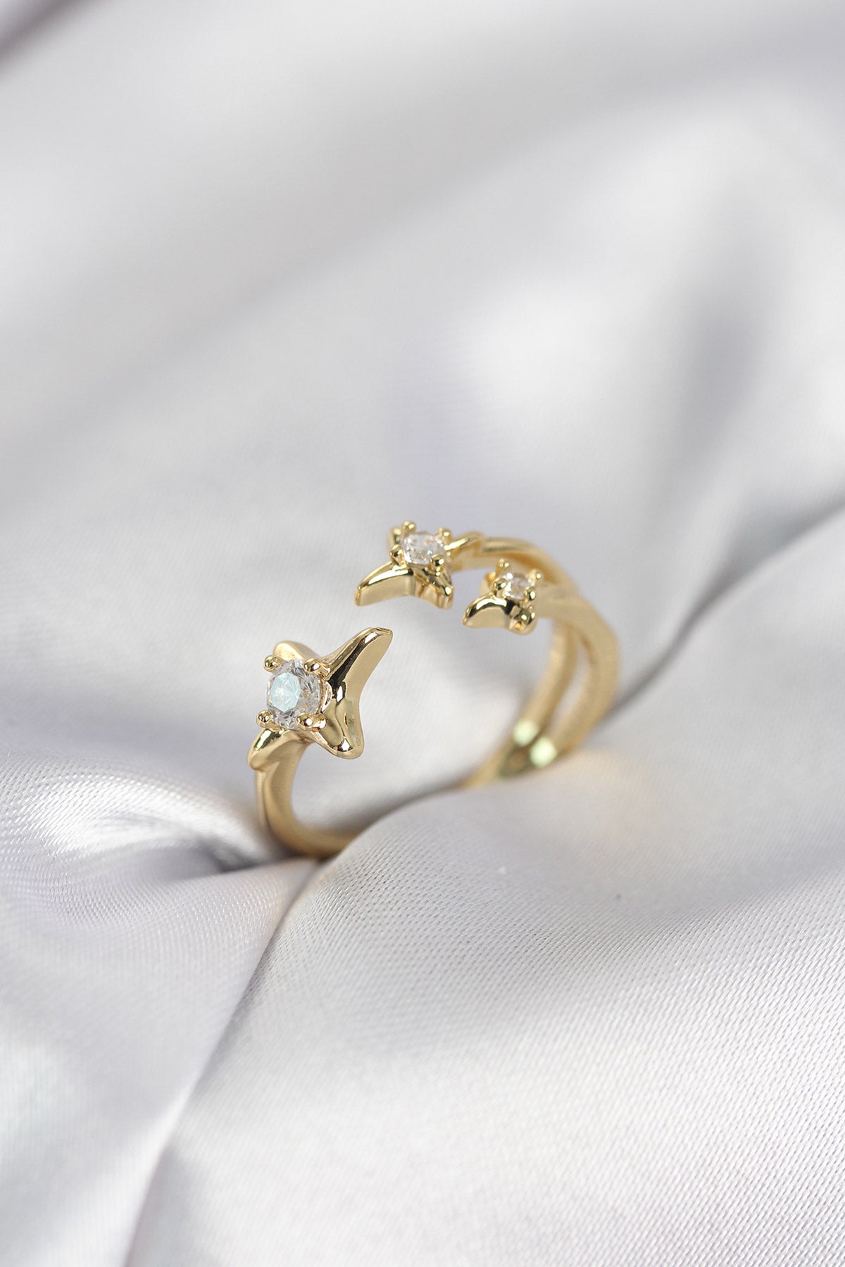 Minimalist Kutup Starı Gold-Tone Women's Ring