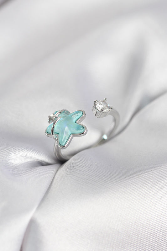 Silver-Tone Turquoise Star Women's Ring