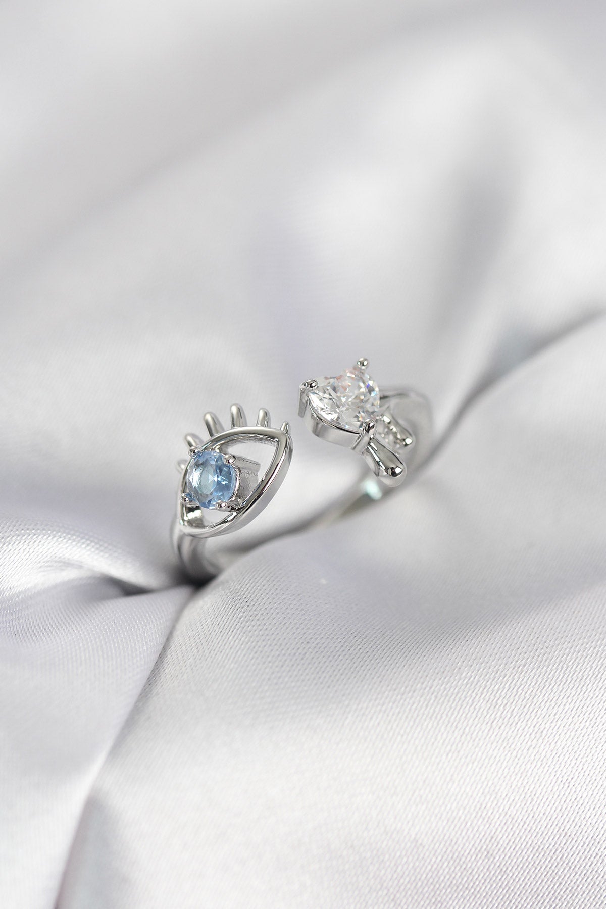 Eyeyaşı Silver-Tone with Zircon Detail Women's Ring