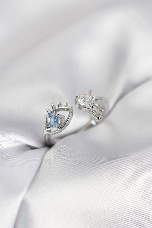Eyeyaşı Silver-Tone with Zircon Detail Women's Ring