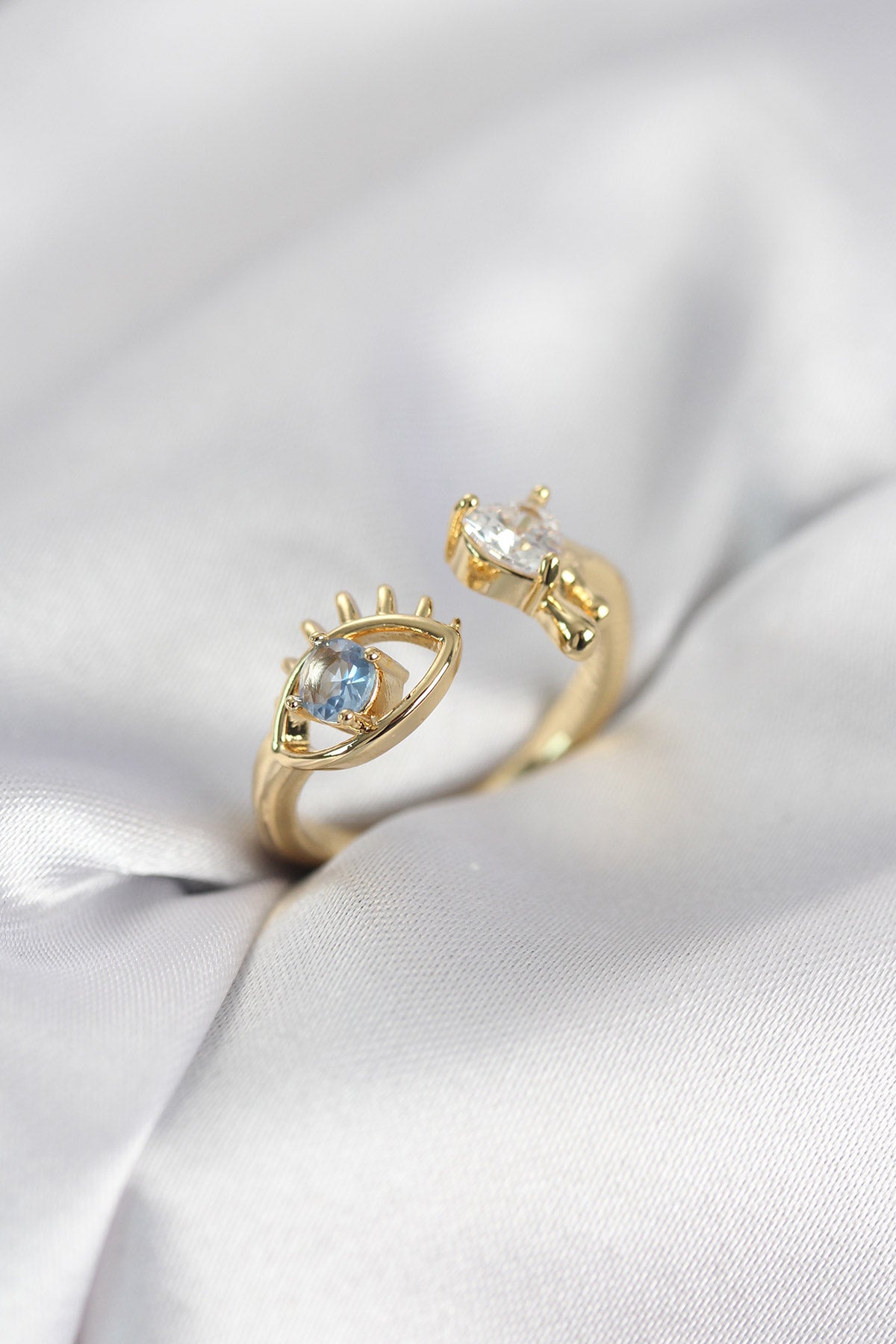 Eyeyaşı Gold-Tone with Zircon Detail Women's Ring
